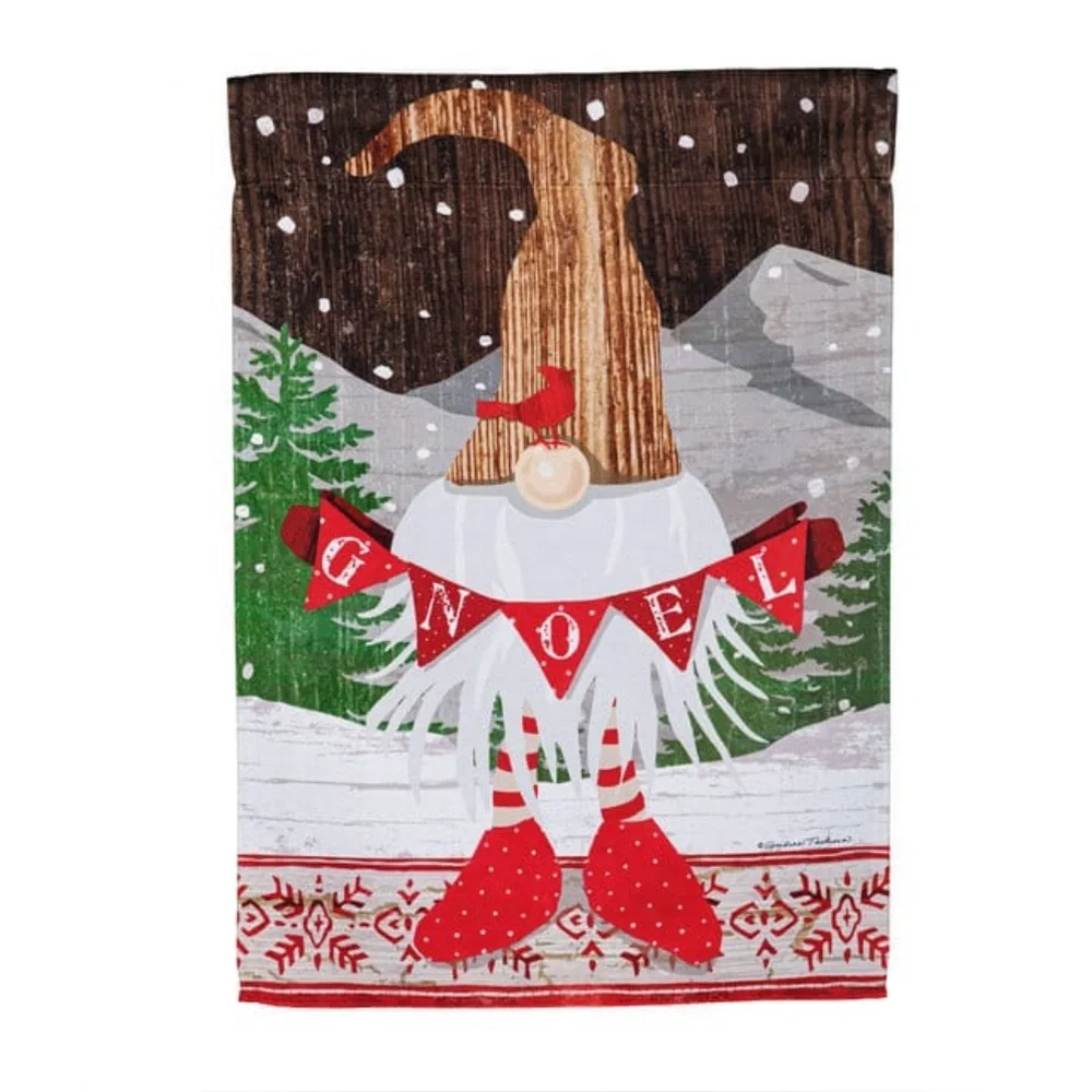 NWT - Bundle Gnoel Gnome Christmas Garden Flag and Sassafras Door Mat Insert